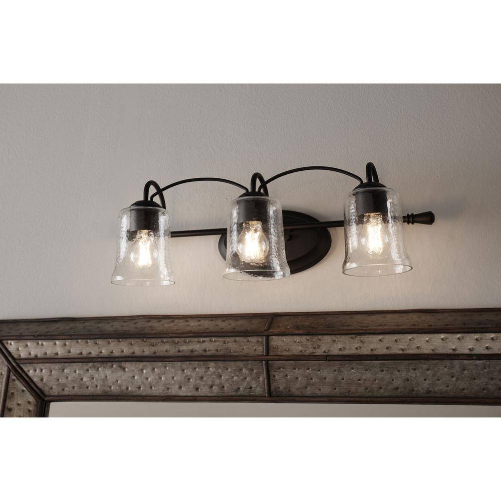 Bowman Matte Black 3-Light Bath Fixture with Clear Glass Shades