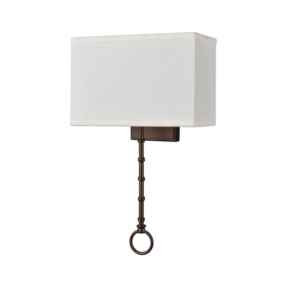 Shannon Dimmable Oil Rubbed Bronze Sconce with White Fabric Shade