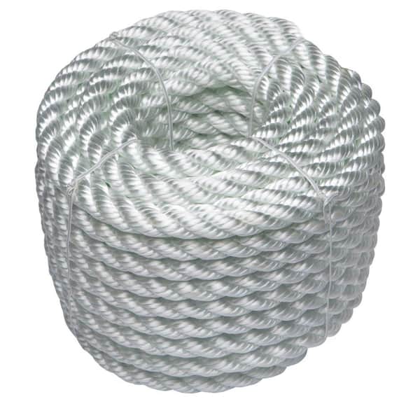 Everbilt 1/2 in. x 50 ft. White Twisted Nylon Rope