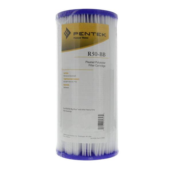 9-3/4 x 2-5/8 Pentek R50 Pleated Polyester Filter Cartridge 50 Microns 9-3/4 x 2-5/8 Pentair Industries