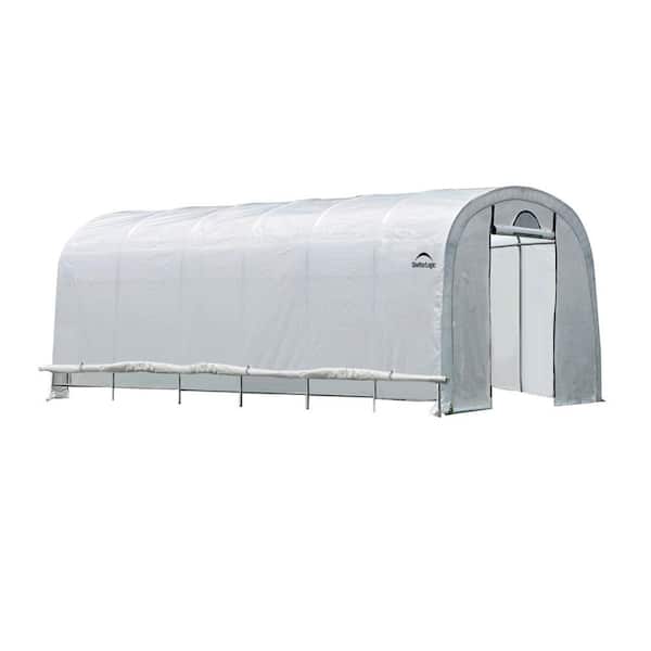 ShelterLogic 24 ft. D x 12 ft. W x 8 ft. H GrowIt Heavy-Duty, Round-Top Walk-Thru Greenhouse with Patent-Pending Stabilizers