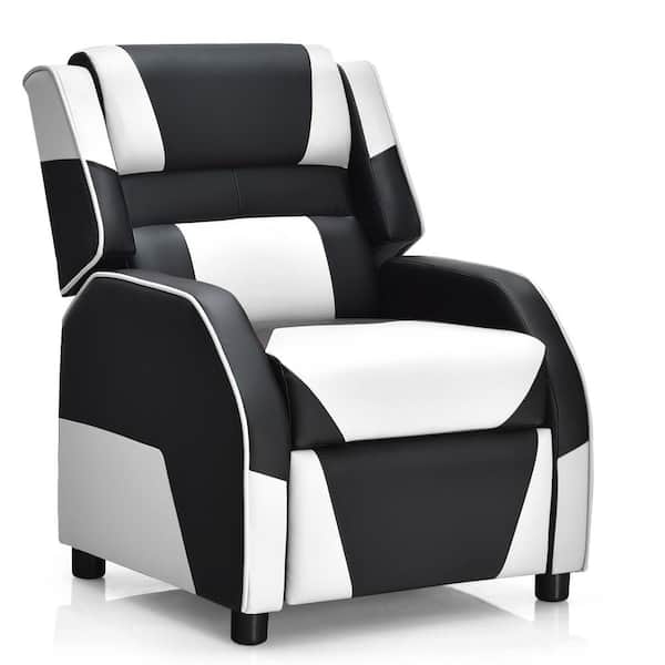 Gymax 24 in. W Gaming Recliner Sofa PU Leather Armchair for Kids Youth with Footrest White