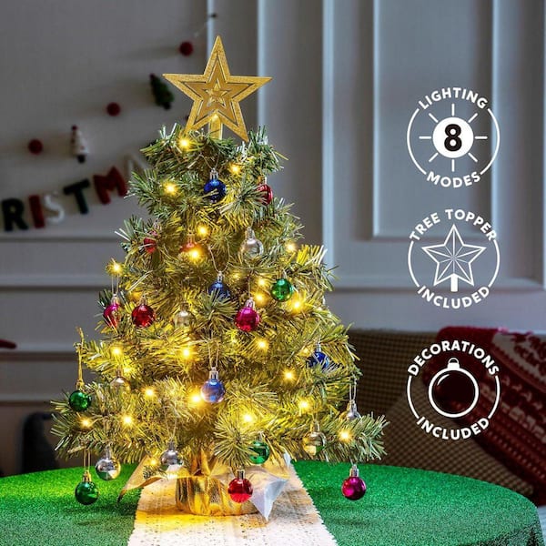 Joyfy 2 ft. Tabletop Christmas Tree with Lights with Star Treetop
