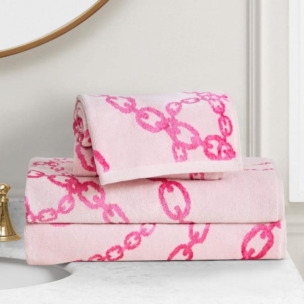 JUICY COUTURE Juicy Chain 4-Piece Pink Graphic Cotton Blend Bath