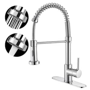 Spiral tube Single Handle Gooseneck Pull Out Sprayer Kitchen Faucet with Deckplate Included in Chrome