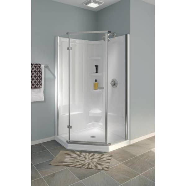 Classic 38 in. x 38 in. x 72 in. Semi-Frameless Neo Angle Corner Shower in White