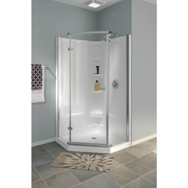 Mansfield Warren White 38-in x 38-in x 77-in Base/Wall/Door Neo-Angle Corner Shower Kit (Center Drain) | 800024-966-084-000