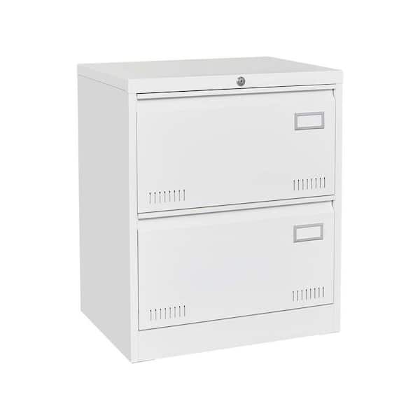 Unbranded 23.62 in. W x 17.71 in. D x 28.5 in. H White Metal Linen Cabinet Filing Cabinet with Sliding Bar