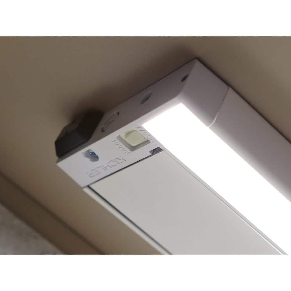 30" White LED Under Cabinet Light Bar with Adjustable Temperature