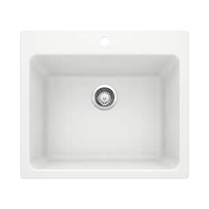 Liven 25 in. x 22 in. x 12 in. Granite Undermount Laundry Sink in White