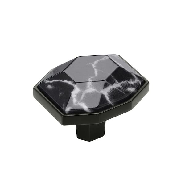 Carrione 1-5/8 in. (41mm) Length Marble Black/Black Bronze Modern Geometric Cabinet Knob