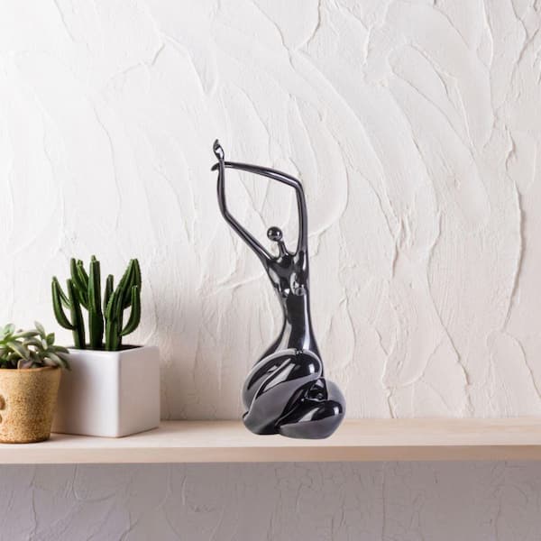 HomeRoots Mariana Matte Black Women Stretching Sculpture