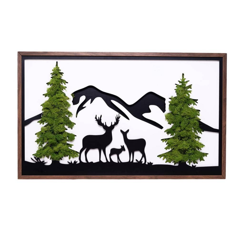Miscool Anky Metal Green Wall Architectural Decor, Deer Metal Art Moss