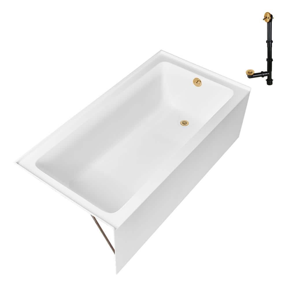 GA-307-16-BGL 66 in. x 34 in. Acrylic Soaking Alcove Bathtub in Glossy White with Right-Hand Drain in Brushed Gold price history on PriceWatchPro