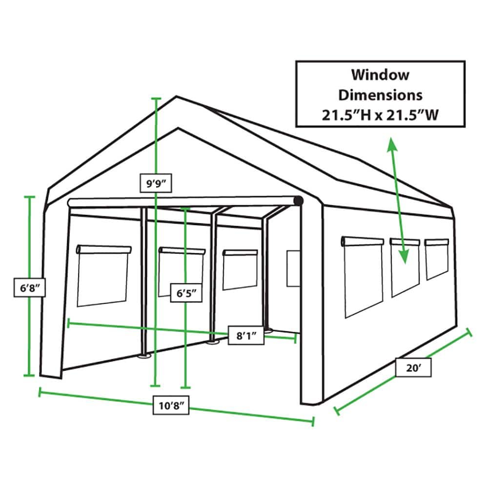 Hercules 10ft x 20ft White Metal Frame Enclosed Carport Garage