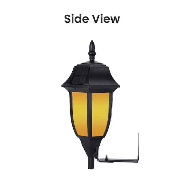 Black Solar Wall or Pillar Integrated LED Outdoor Light Sconce with Amber or White Light
