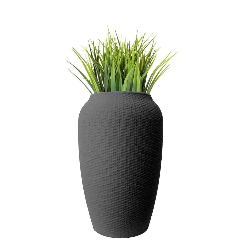 Large Black Wicker Textured Outdoor Flower Planter