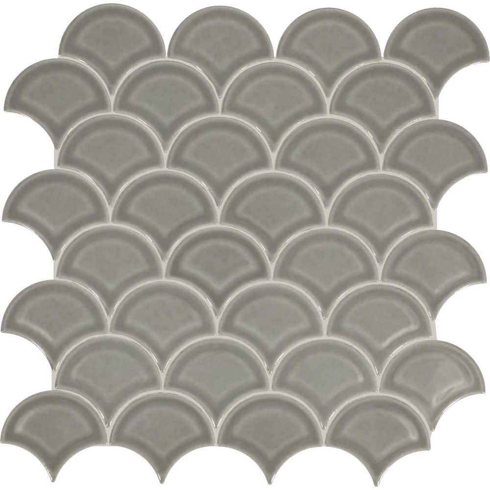 Revalia Remix Sublime Gray 13 in. x 13 in. Glossy Ceramic Fan Mosaic Wall Tile (10.2 sq. ft. /case) price history on PriceWatchPro