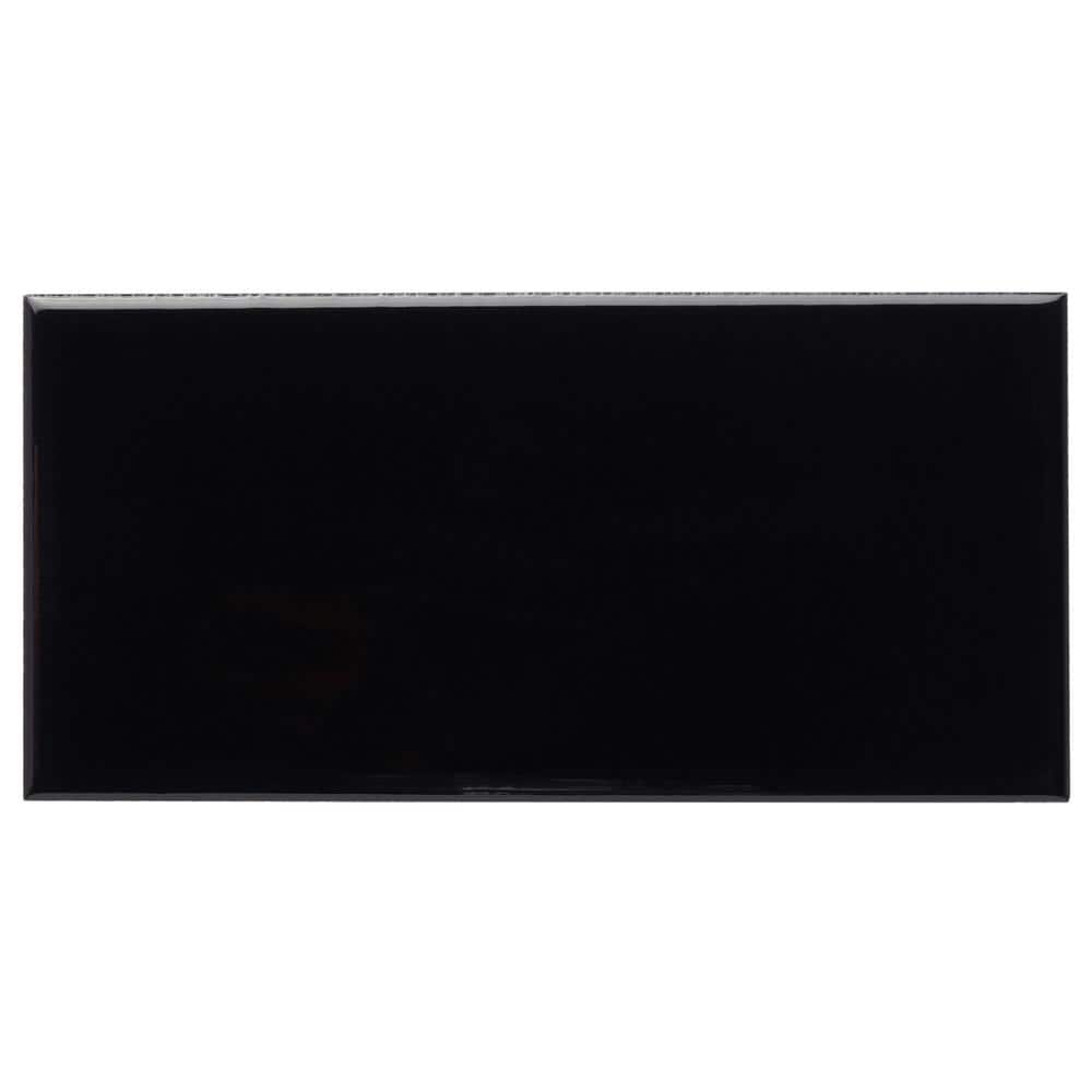 Abbey Road Polished Black Porcelain Subway Wall Tile