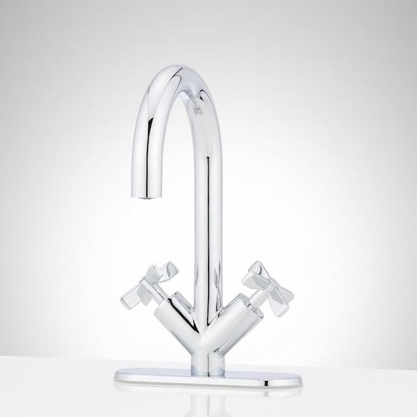 SIGNATURE HARDWARE Vassor 8 in. Single Hole Double Handle Bathroom Faucet in Chrome