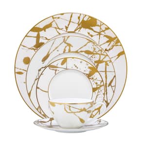 Raptures Gold 5-Piece Place Setting White Porcelain, Service for 1