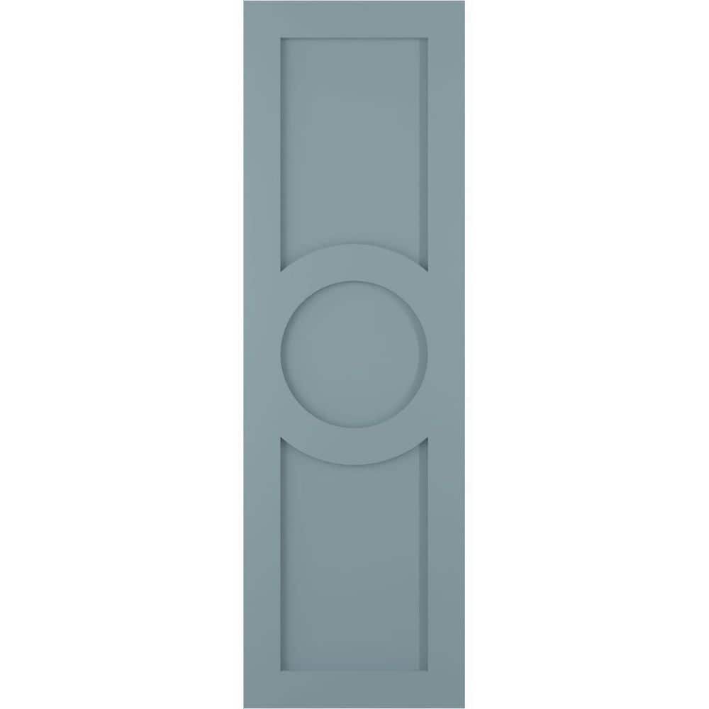 12 in. x 65 in. True Fit PVC Center Circle Arts and Crafts Fixed Mount Flat Panel Shutters Pair in Peaceful Blue price history on PriceWatchPro