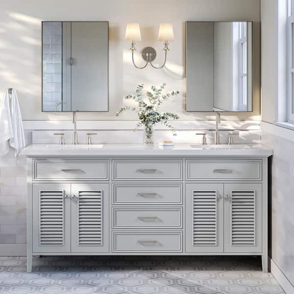 ARIEL Kensington 73 in. W x 22 in. D x 36 in. H Freestanding Bath Vanity in  Grey with Pure White Quartz Top D073DWQRVOGRY - The Home Depot