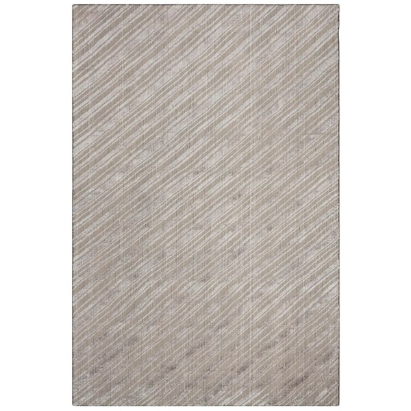 Mirage 8 ft. x 10 ft. Gray High-Low Solid Striped Area Rug