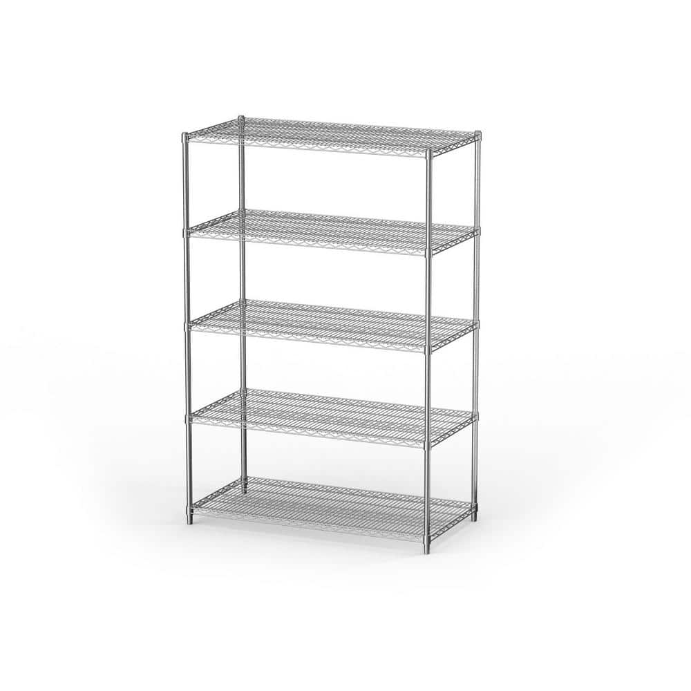 Everest Heavy-Duty 5-Tier Chrome Steel Utility Shelving Unit