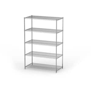 5 Tiers Heavy Duty Steel Wire Garage Storage Shelving Unit in Chrome (48 in. W x 72 in. H x 24 in. D)