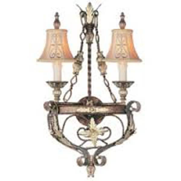 Livex Lighting Pomplano 2 Light Palacial Bronze with Gilded Accents Wall Sconce