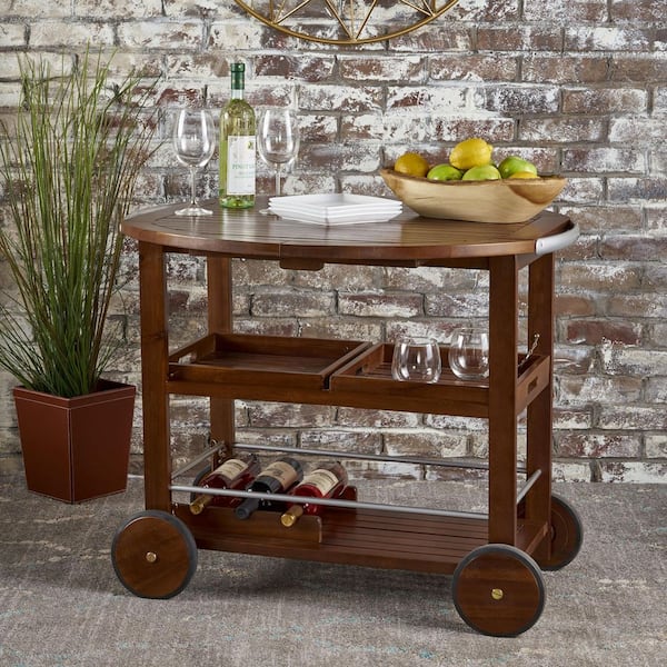 Unbranded Wood Outdoor Bar Cart