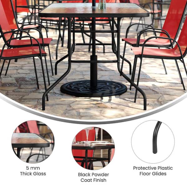 Carnegy Avenue Brazos Red 7-Piece Metal Rectangular Table and
