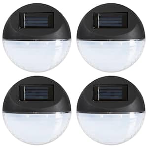Solar Powered Black Round LED Light (4-Pack)