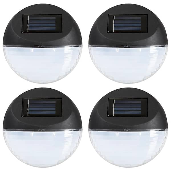 Pure Garden Solar Powered Black Round LED Light (4-Pack)
