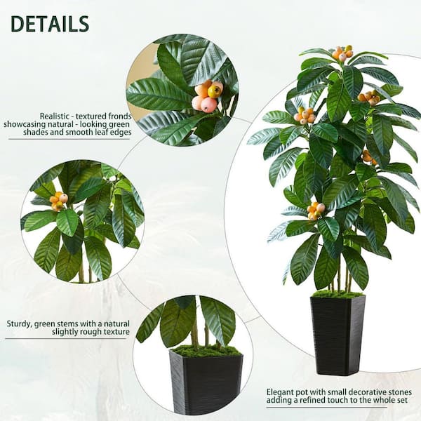 5 ft. Artificial Loquat Tree in Black Pot WK2015 - The Home Depot