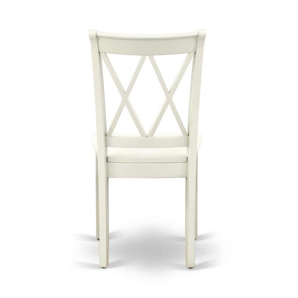 Linen White Rubber Wood 3-Piece Dining Set with Double X Back Chairs
