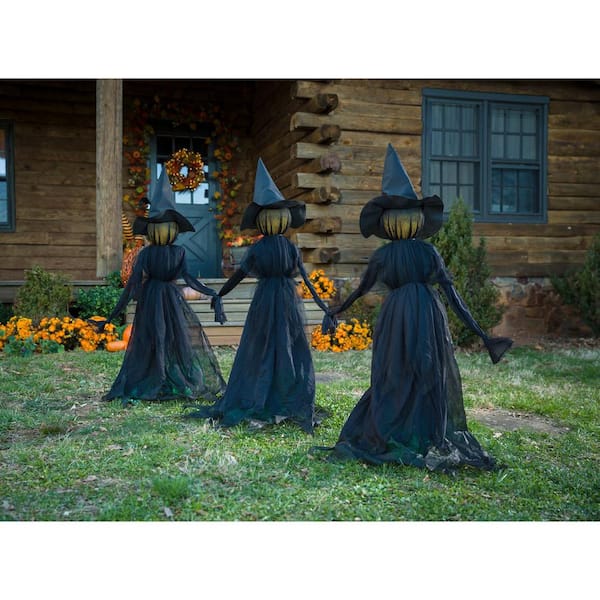 Evergreen 52 in. Lighted Halloween Witch Stakes, Set of 3