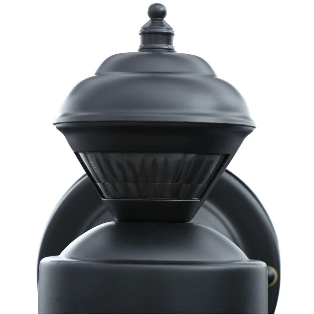 Bayside Black Metal Motion-Sensing Outdoor Wall Lantern Sconce