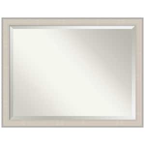 Cottage White Silver 44.5 in. x 34.5 in. Beveled Coastal Rectangle Wood Framed Wall Mirror in White