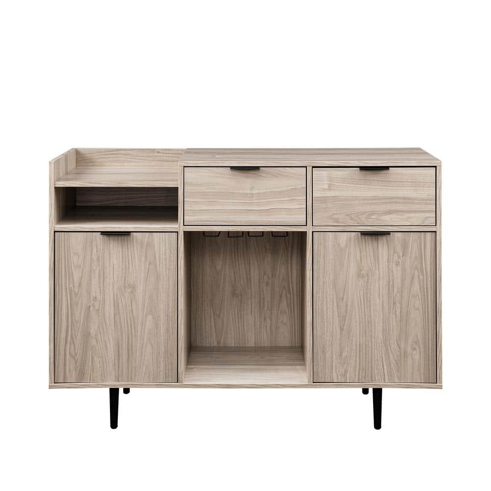 Welwick Designs Birch Wood Modern Bar Storage Cabinet With Reversible ...