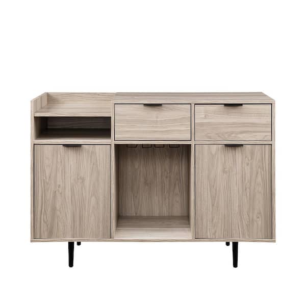 Welwick Designs Birch Wood Modern Bar Storage Cabinet with Reversible Bottle Shelves