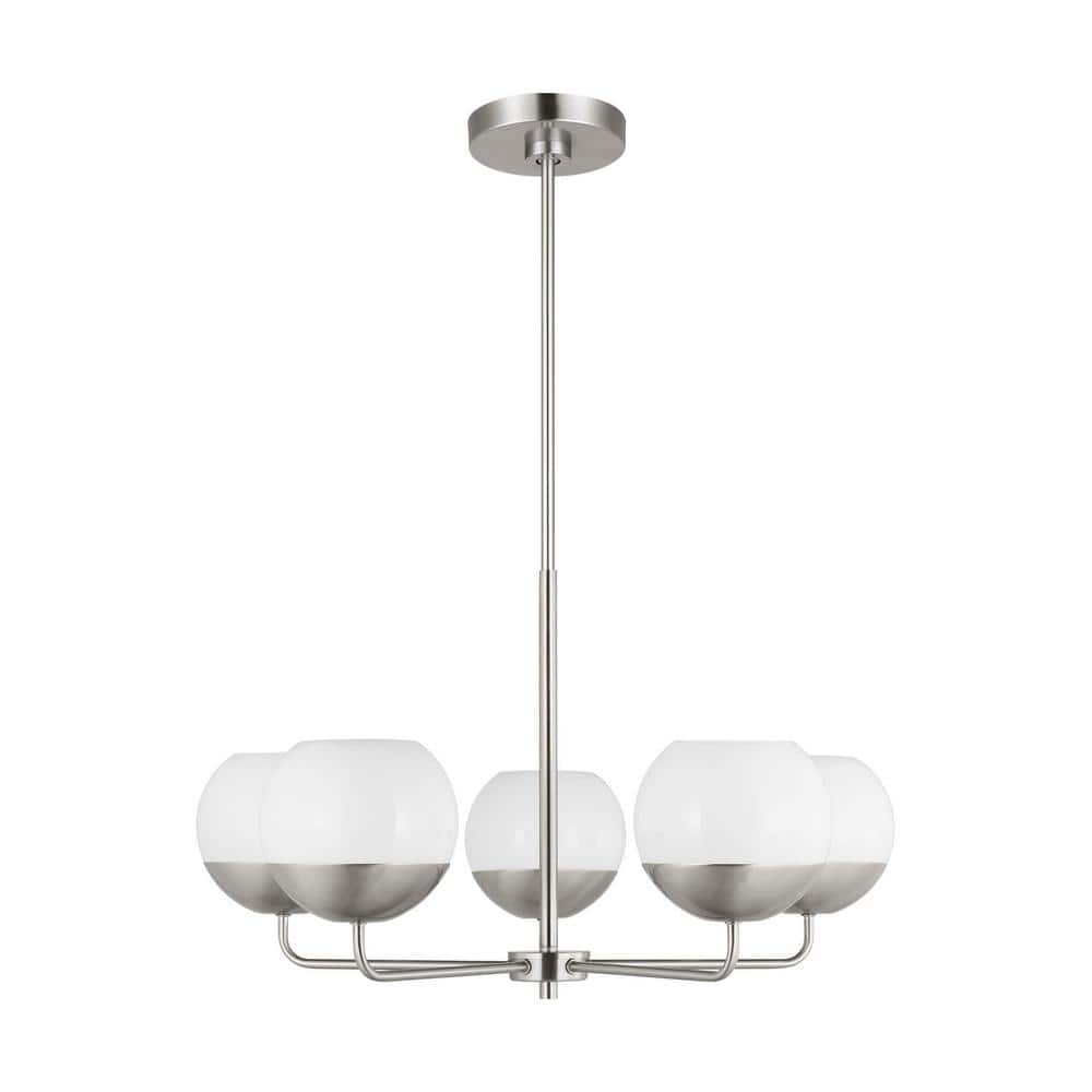 Alvin 5-Light Brushed Nickel Chandelier with Milk Glass Shades price history on PriceWatchPro