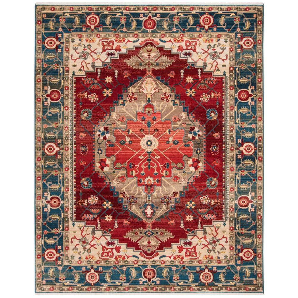 Elysian Red Floral 8' x 10' Hand-Knotted Synthetic Area Rug