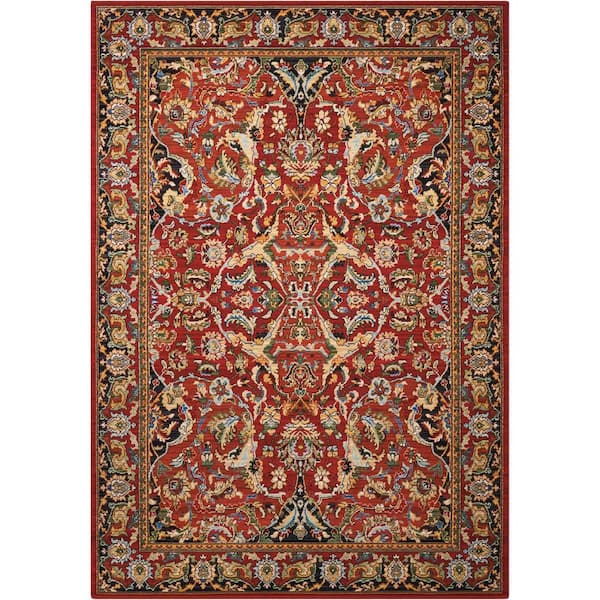 Nourison Timeless Red 8 ft. x 10 ft. Bordered Traditional Area Rug