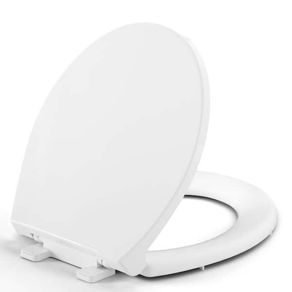 Standard 16.5 in. Round Toilet Seat, Soft Close and Quick-Release, Anti-Slip Toilet Seat for Round Toilets in White