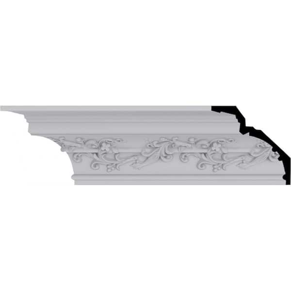 Ekena Millwork 6-1/4 in. x 6-1/4 in. x 94-1/2 in. Polyurethane Hampton Crown Moulding