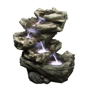 4 Level Logs Waterfall Fountain with LED