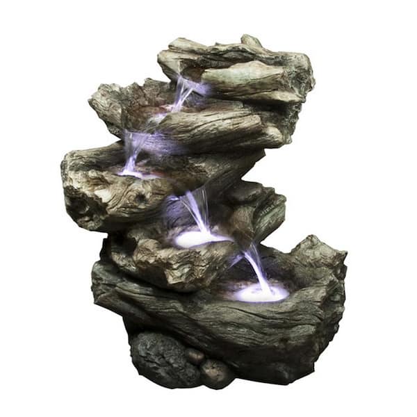 HI-LINE GIFT LTD. 4 Level Logs Waterfall Fountain with LED