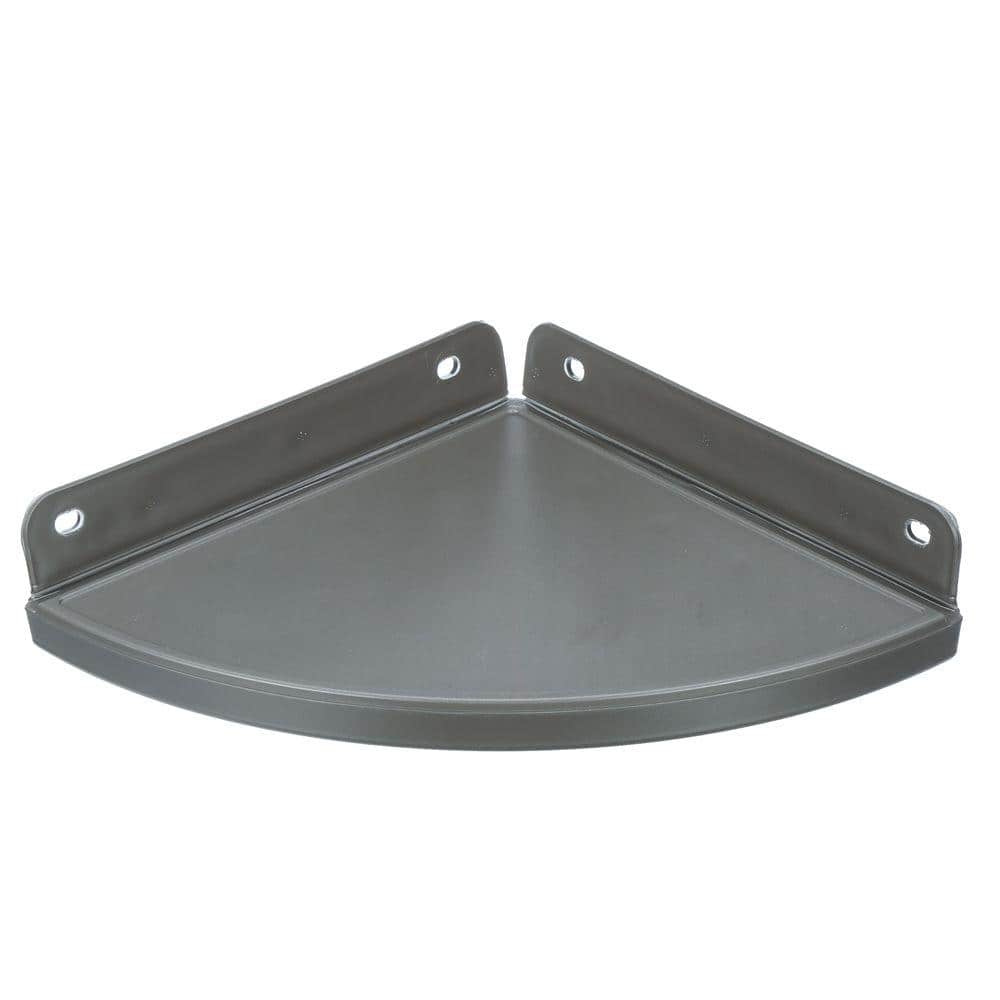 Black Steel and Plastic Corner Shelves for Sheds (2-Pack)